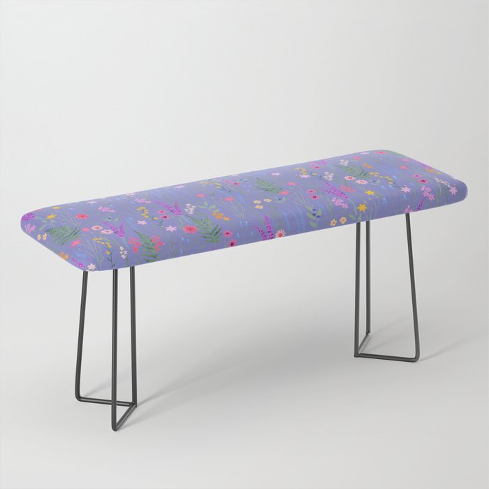 blue meadows colorful floral pattern Bench Gallery Image 1