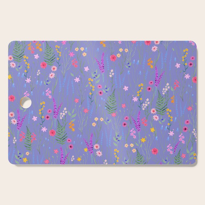 blue meadows colorful floral pattern Cutting Board Gallery Image 1