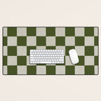 checkerboard hand-painted-olive Desk Mat Gallery Image 1
