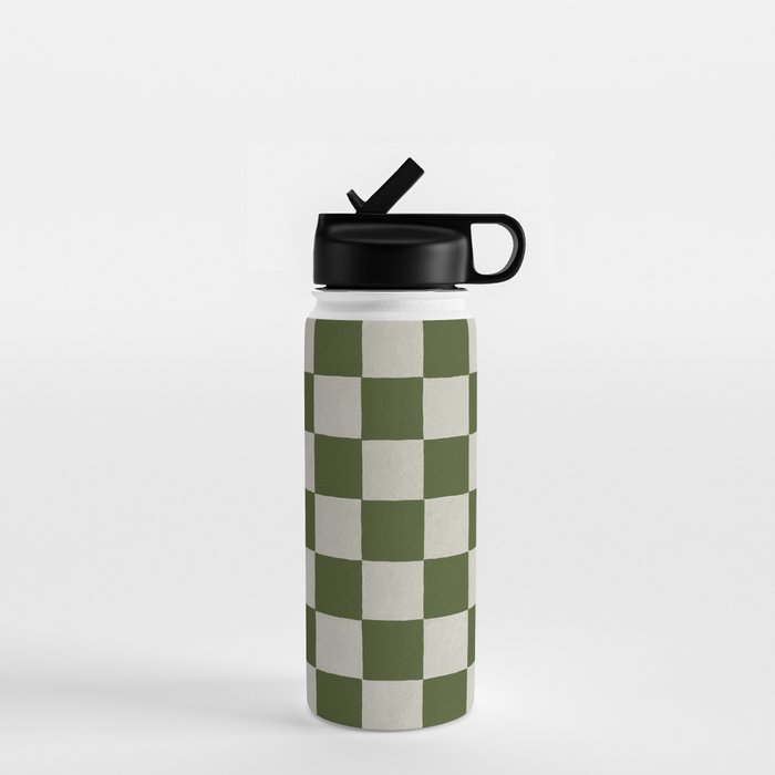 checkerboard hand-painted-olive Water Bottle