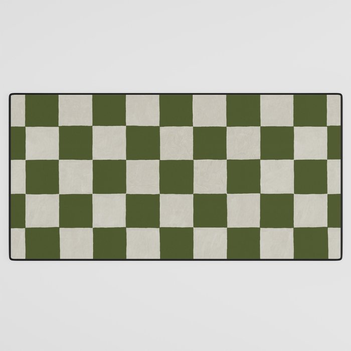 checkerboard hand-painted-olive Desk Mat Gallery Image 3