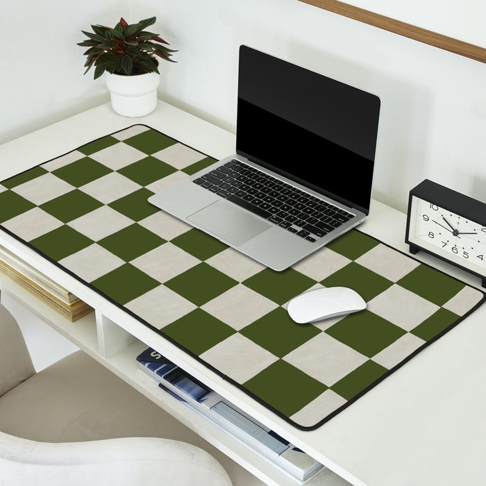 checkerboard hand-painted-olive Desk Mat Gallery Image 2