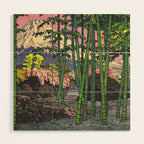 Through the Nishigi Forest - Nature Ukiyo Landscape in Green & Pink Wood Wall Art Gallery Image 1