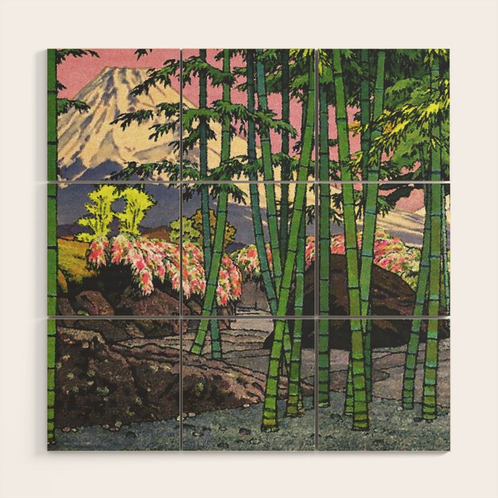 Through the Nishigi Forest - Nature Ukiyo Landscape in Green & Pink Wood Wall Art Gallery Image 1