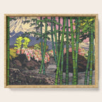 Through the Nishigi Forest - Nature Ukiyo Landscape in Green & Pink Serving Tray Gallery Image 1