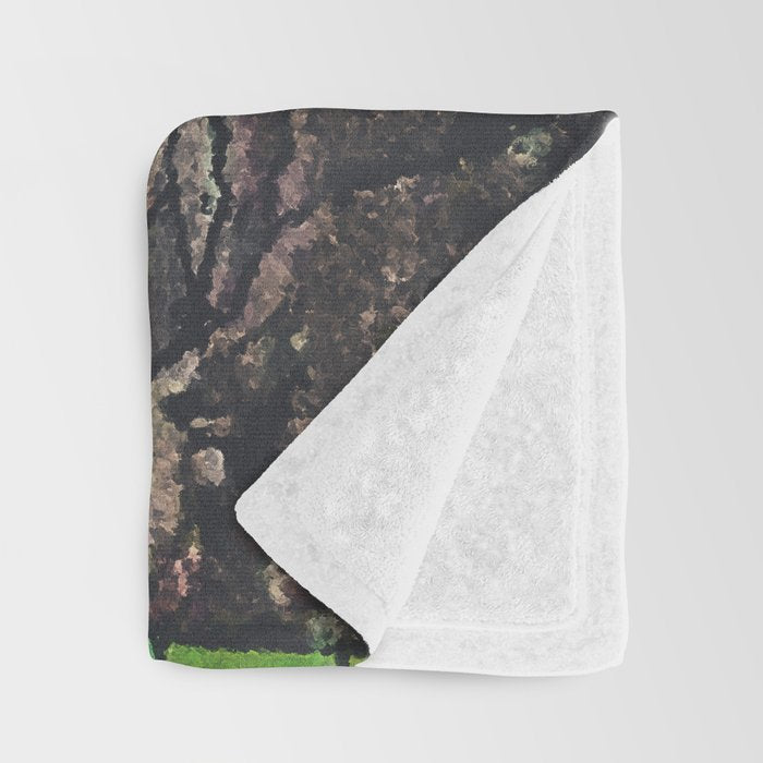 Through the Nishigi Forest - Nature Ukiyo Landscape in Green & Pink Throw Blanket Gallery Image 3