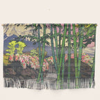 Through the Nishigi Forest - Nature Ukiyo Landscape in Green & Pink Wall Hanging Gallery Image 1