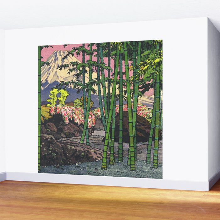 Through the Nishigi Forest - Nature Ukiyo Landscape in Green & Pink Wall Mural Gallery Image 2