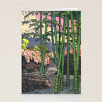 Through the Nishigi Forest - Nature Ukiyo Landscape in Green & Pink Stationery Card Gallery Image 2