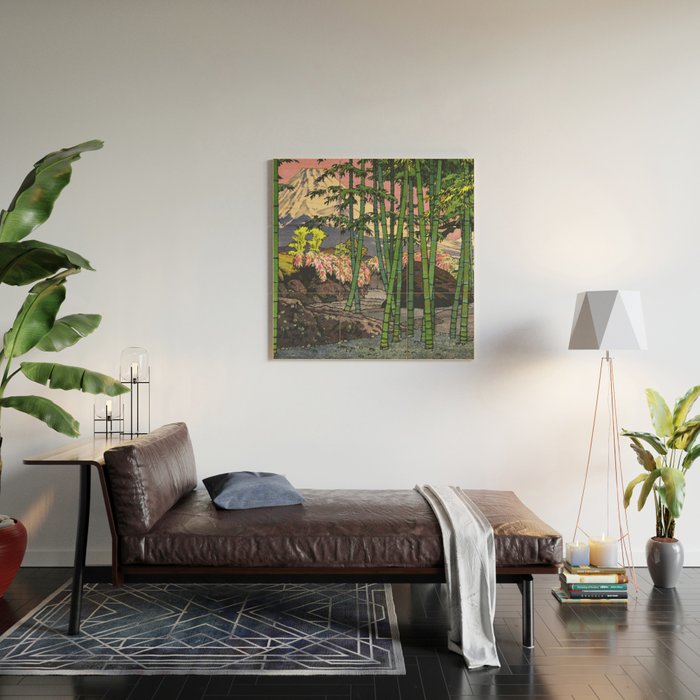 Through the Nishigi Forest - Nature Ukiyo Landscape in Green & Pink Wood Wall Art Gallery Image 2