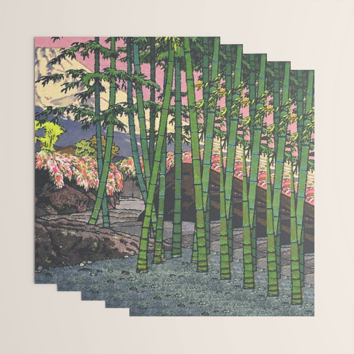 Through the Nishigi Forest - Nature Ukiyo Landscape in Green & Pink Wrapping Paper Gallery Image 3