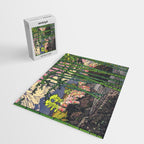 Through the Nishigi Forest - Nature Ukiyo Landscape in Green & Pink Jigsaw Puzzle Gallery Image 2