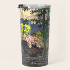 Through the Nishigi Forest - Nature Ukiyo Landscape in Green & Pink Travel Mug Gallery Image 3