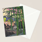 Through the Nishigi Forest - Nature Ukiyo Landscape in Green & Pink Stationery Card Gallery Image 2