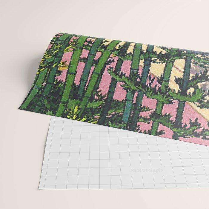 Through the Nishigi Forest - Nature Ukiyo Landscape in Green & Pink Wrapping Paper Gallery Image 2
