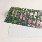 Through the Nishigi Forest - Nature Ukiyo Landscape in Green & Pink Wrapping Paper Gallery Image 2