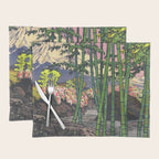 Through the Nishigi Forest - Nature Ukiyo Landscape in Green & Pink Placemat Gallery Image 1