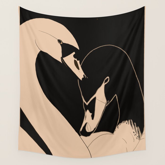 Two Swans Wall Tapestry Gallery Image 1