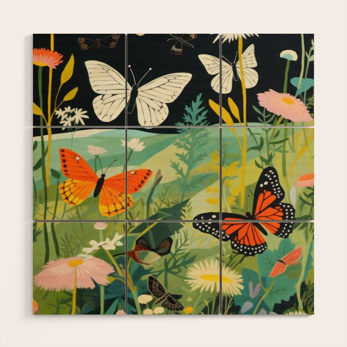 Butterfly Rolling Hills Paradise Wood Wall Art Gallery Image 1