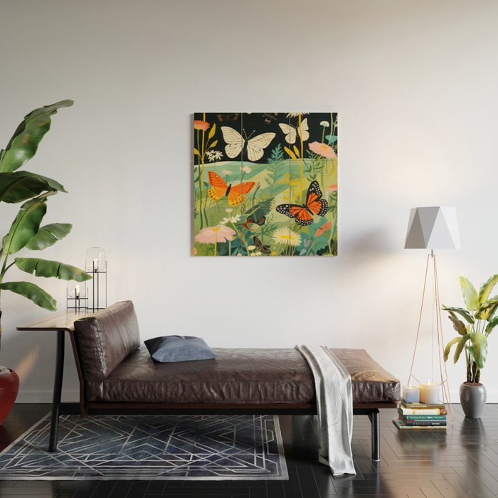 Butterfly Rolling Hills Paradise Wood Wall Art Gallery Image 2