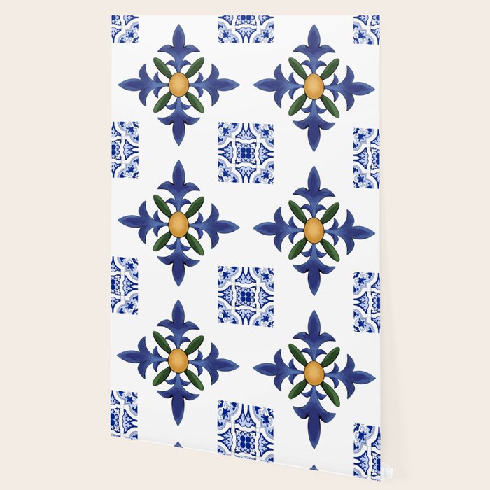 Mosaic,mediterranean,blue tiles art Wallpaper Gallery Image 2