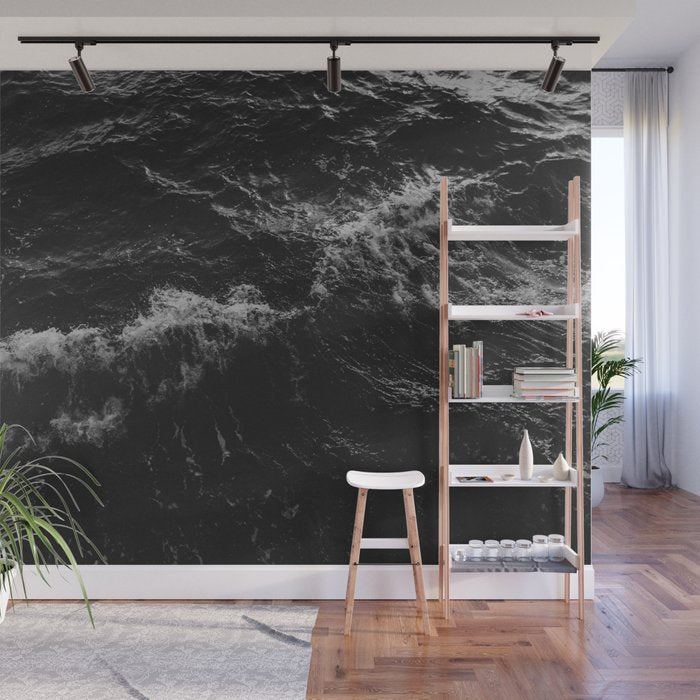 Dark Ocean in Black and. White Wall Mural Gallery Image 1