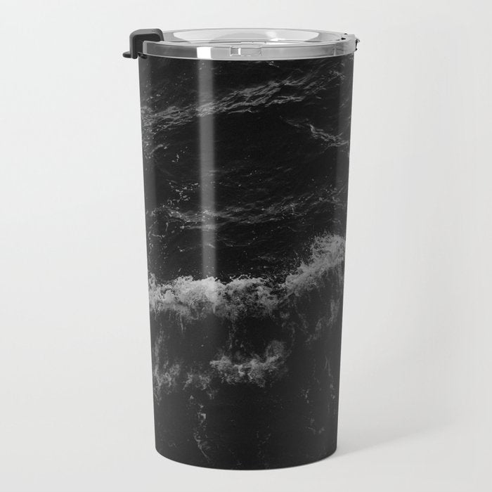 Dark Ocean in Black and. White Travel Mug Gallery Image 3