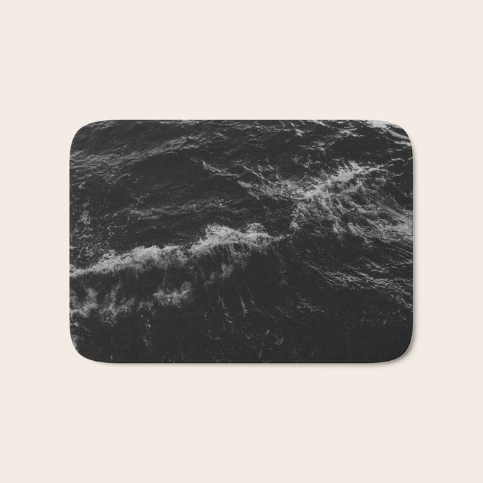 Dark Ocean in Black and. White Bath Mat Gallery Image 1