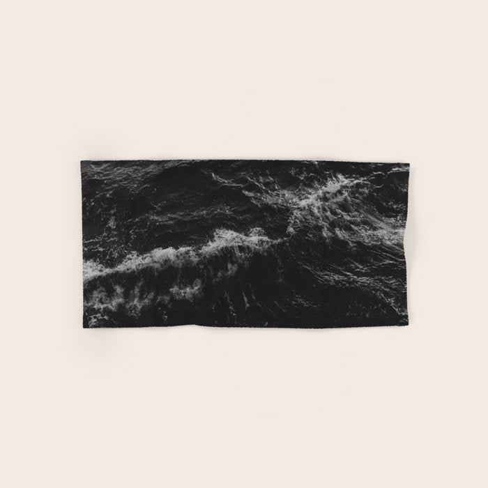 Dark Ocean in Black and. White Bath Towel Gallery Image 1