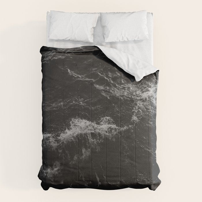 Dark Ocean in Black and. White Comforter Gallery Image 1