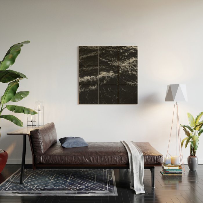 Dark Ocean in Black and. White Wood Wall Art Gallery Image 2