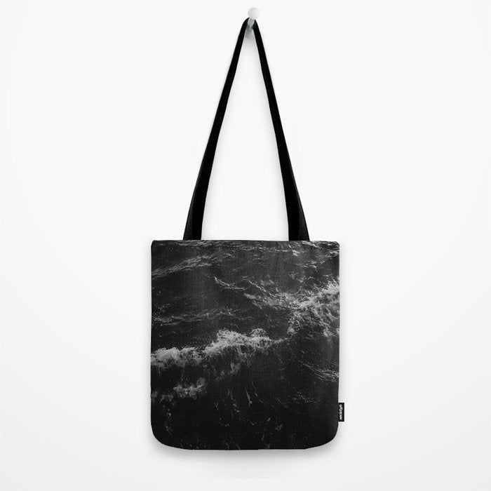 Dark Ocean in Black and. White Tote Bag Gallery Image 2