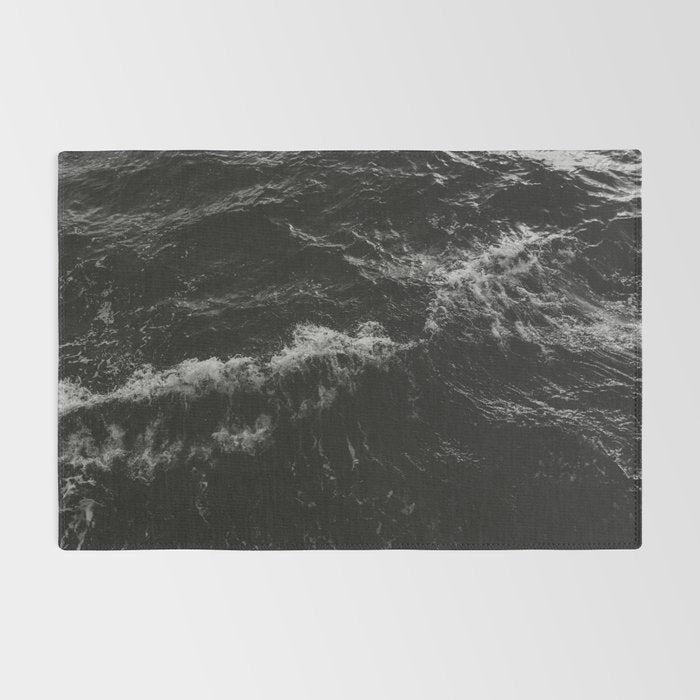 Dark Ocean in Black and. White Rug Gallery Image 2