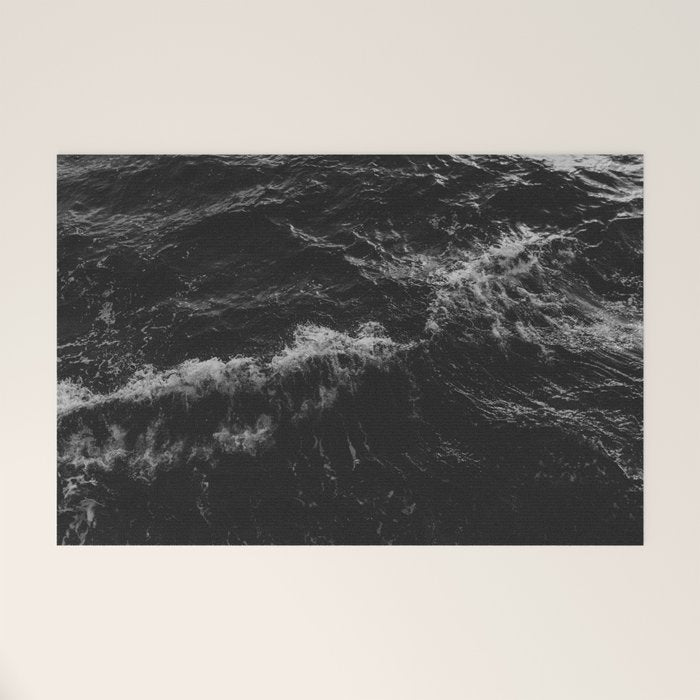 Dark Ocean in Black and. White Welcome Mat Gallery Image 1