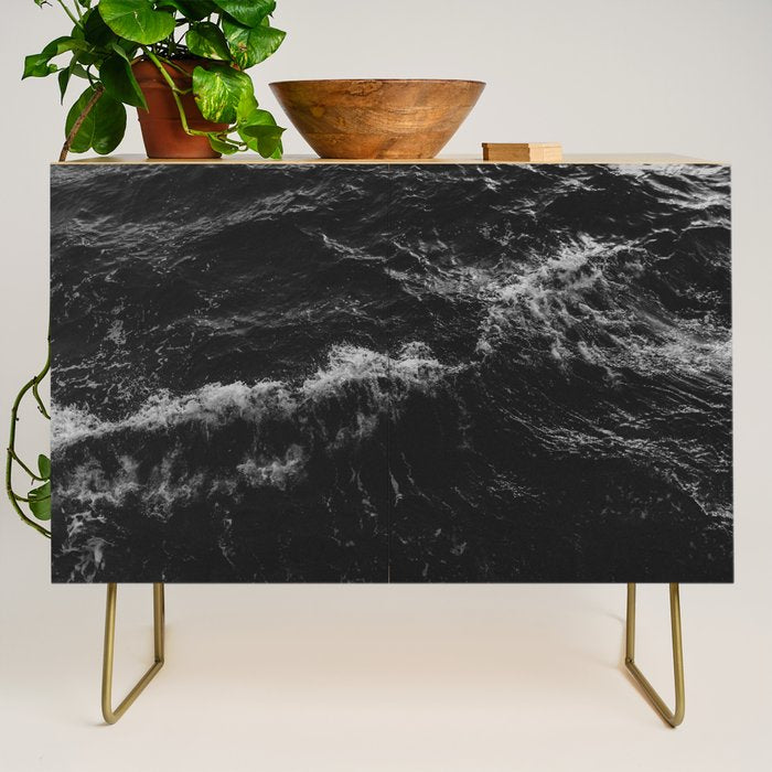 Dark Ocean in Black and. White Credenza Gallery Image 1