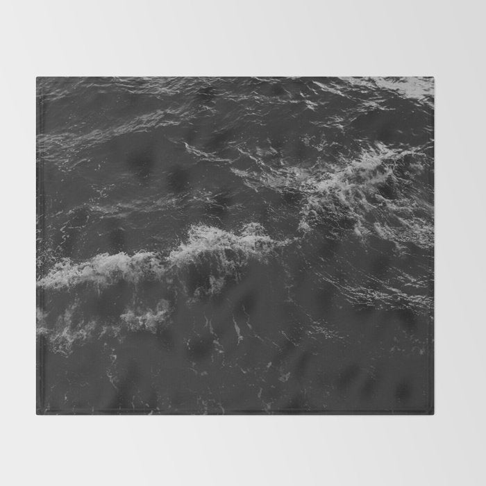 Dark Ocean in Black and. White Throw Blanket Gallery Image 2