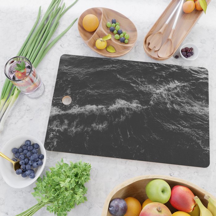 Dark Ocean in Black and. White Cutting Board Gallery Image 2