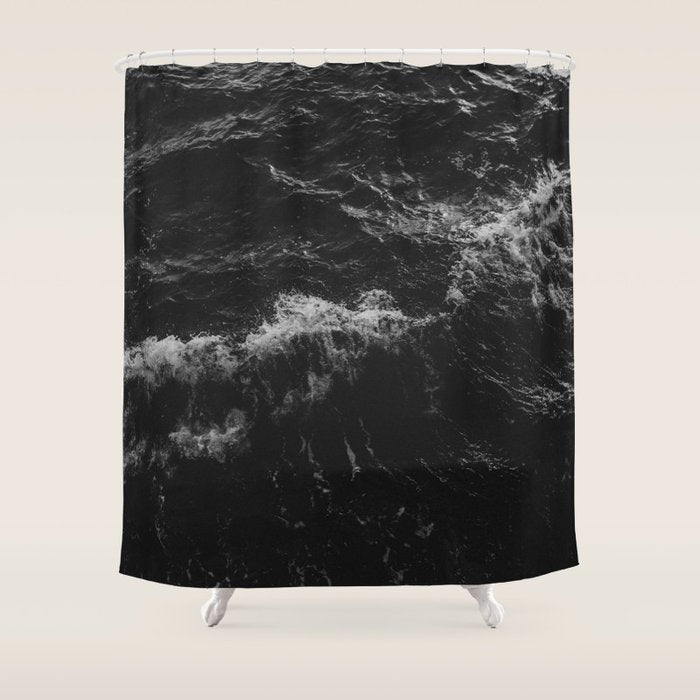 Dark Ocean in Black and. White Shower Curtain Gallery Image 1