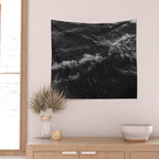 Dark Ocean in Black and. White Wall Tapestry Gallery Image 2