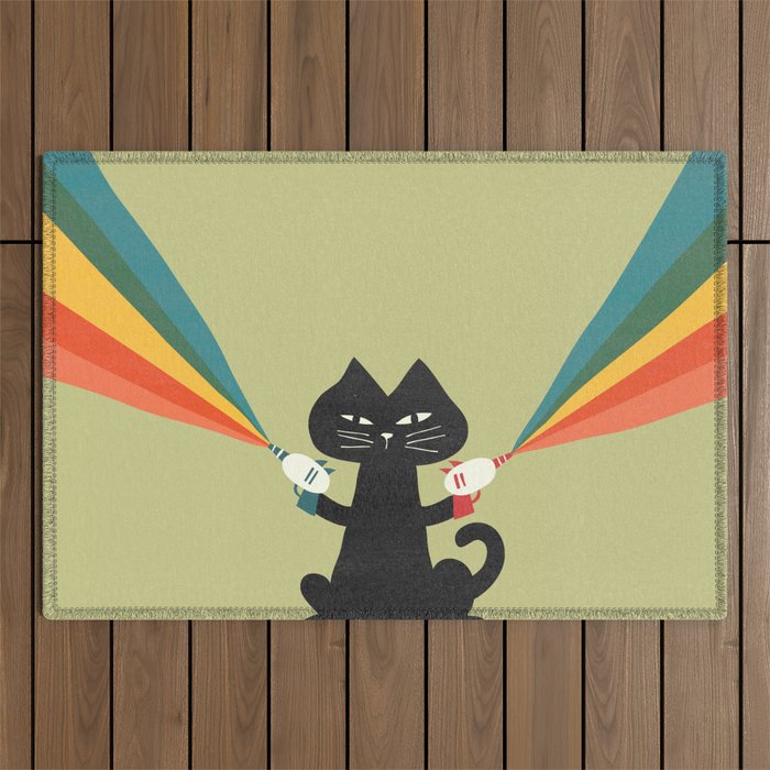 Ray gun cat Outdoor Rug Gallery Image 1