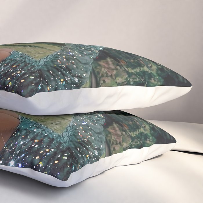 Im OFF | mermaid | tail | green | pool | swim | palm | collage | glitter | bling | tired | sunshine  Pillow Sham Gallery Image 3