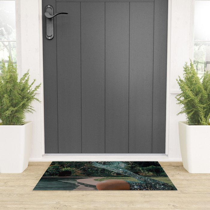 Im OFF | mermaid | tail | green | pool | swim | palm | collage | glitter | bling | tired | sunshine  Welcome Mat Gallery Image 3