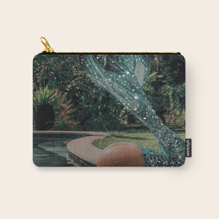 Im OFF | mermaid | tail | green | pool | swim | palm | collage | glitter | bling | tired | sunshine  Carry All Pouch Gallery Image 1