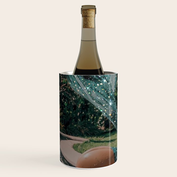 Im OFF | mermaid | tail | green | pool | swim | palm | collage | glitter | bling | tired | sunshine  Wine Chiller Gallery Image 1