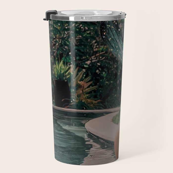 Im OFF | mermaid | tail | green | pool | swim | palm | collage | glitter | bling | tired | sunshine  Travel Mug Gallery Image 3