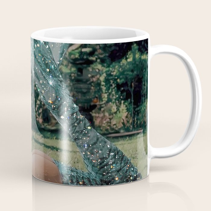 Im OFF | mermaid | tail | green | pool | swim | palm | collage | glitter | bling | tired | sunshine  Coffee Mug Gallery Image 1
