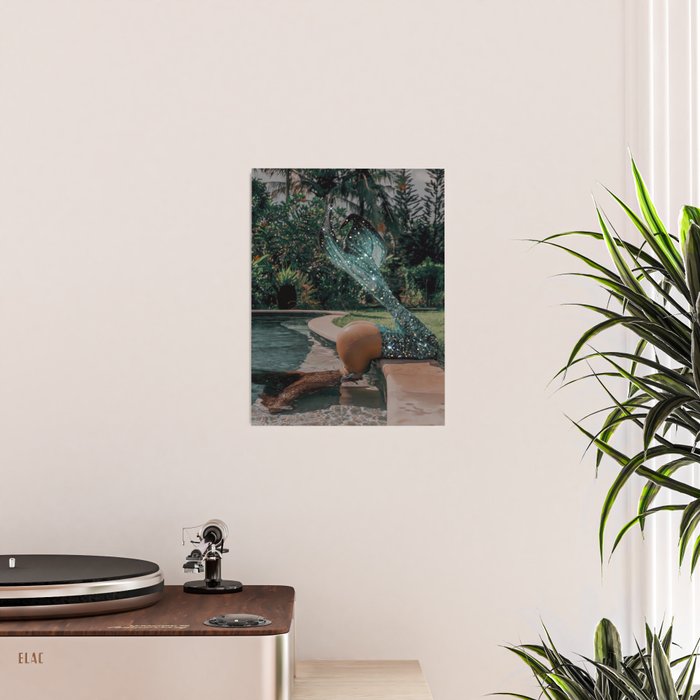 Im OFF | mermaid | tail | green | pool | swim | palm | collage | glitter | bling | tired | sunshine  Poster Gallery Image 2