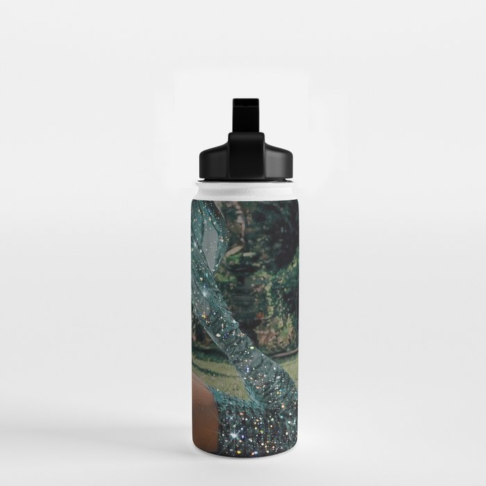 Im OFF | mermaid | tail | green | pool | swim | palm | collage | glitter | bling | tired | sunshine  Water Bottle Gallery Image 2