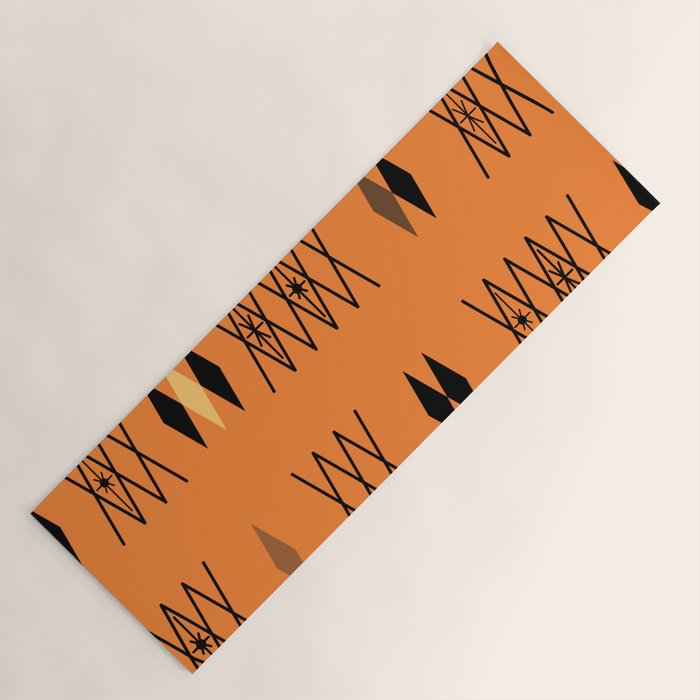 Retro Atomic Era Diamonds Pattern Orange Yoga Mat Gallery Image 1