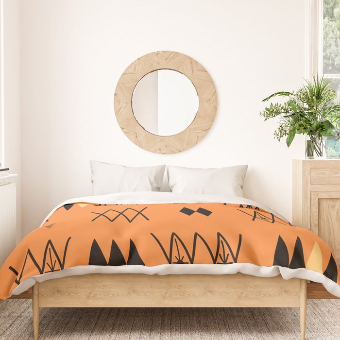 Retro Atomic Era Diamonds Pattern Orange Duvet Cover Gallery Image 3